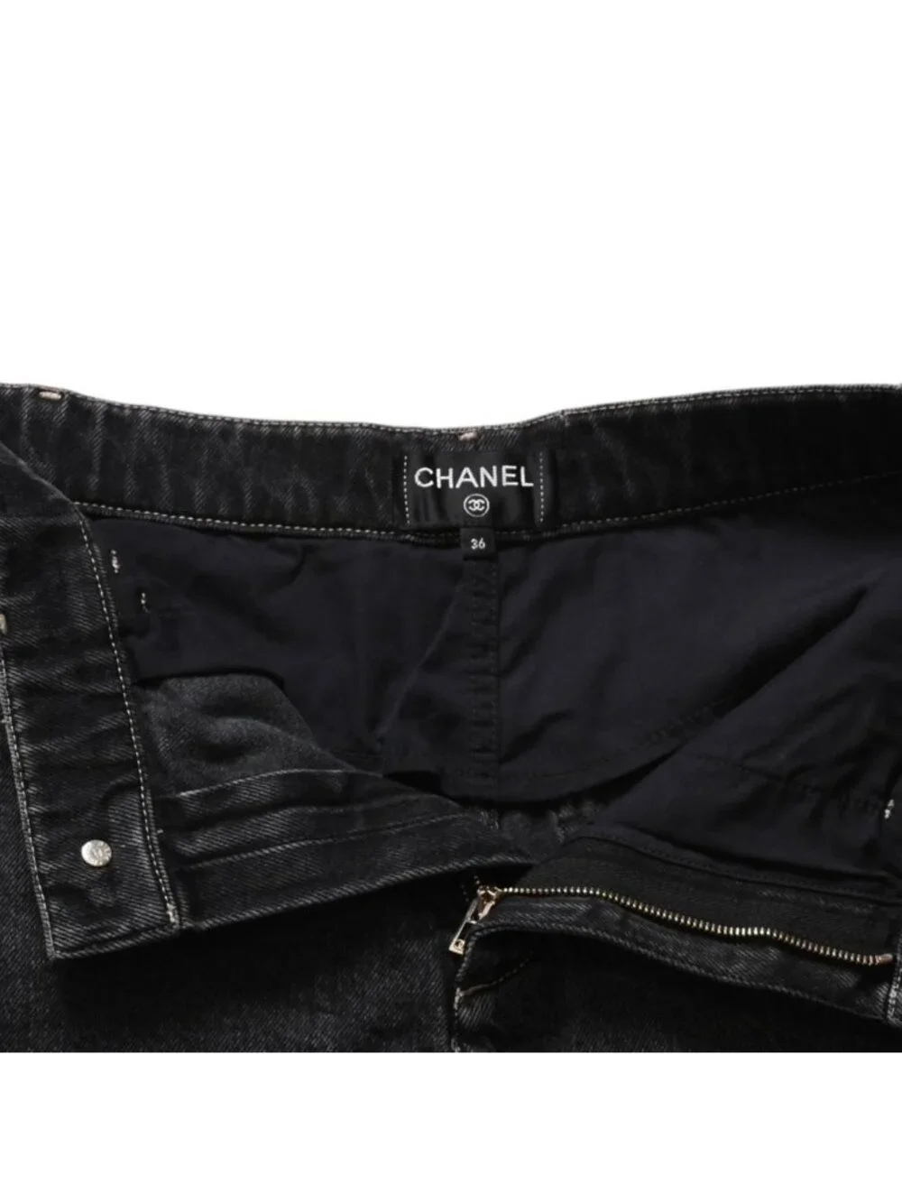 Chanel Denim Shorts Skirt Black